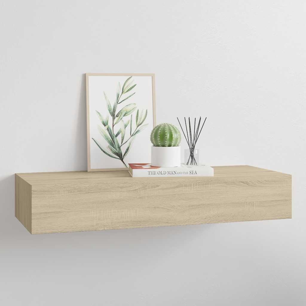 Étagère à tiroir murale chêne 60x23,5x10 cm MDF - XIOS