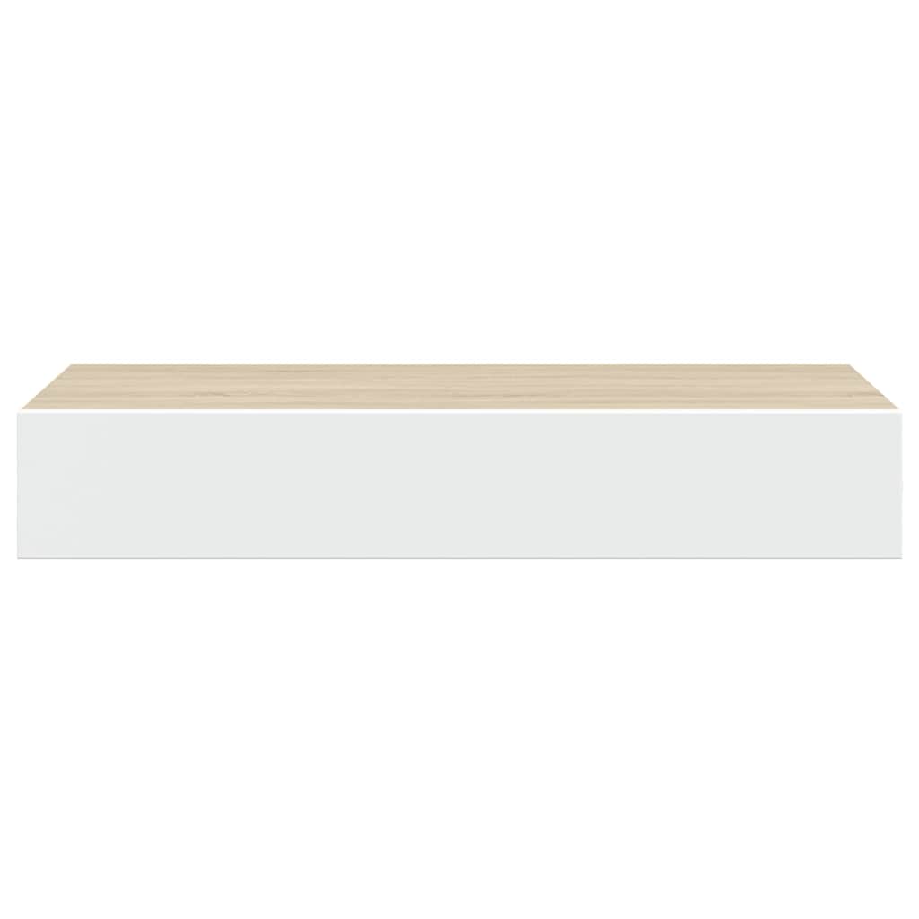 Étagère à tiroir murale chêne et blanc 60x23,5x10 cm MDF - XIOS