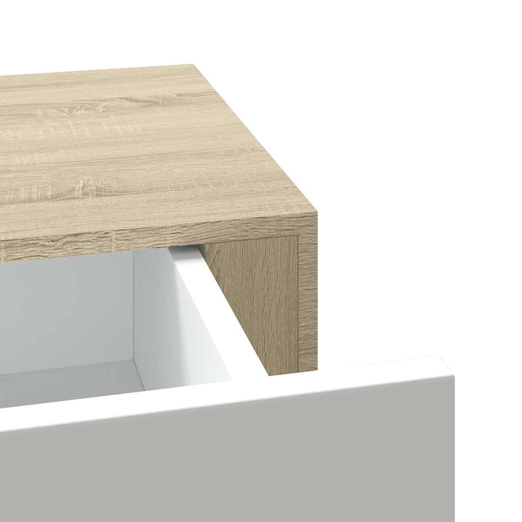 Étagère à tiroir murale chêne et blanc 60x23,5x10 cm MDF - XIOS