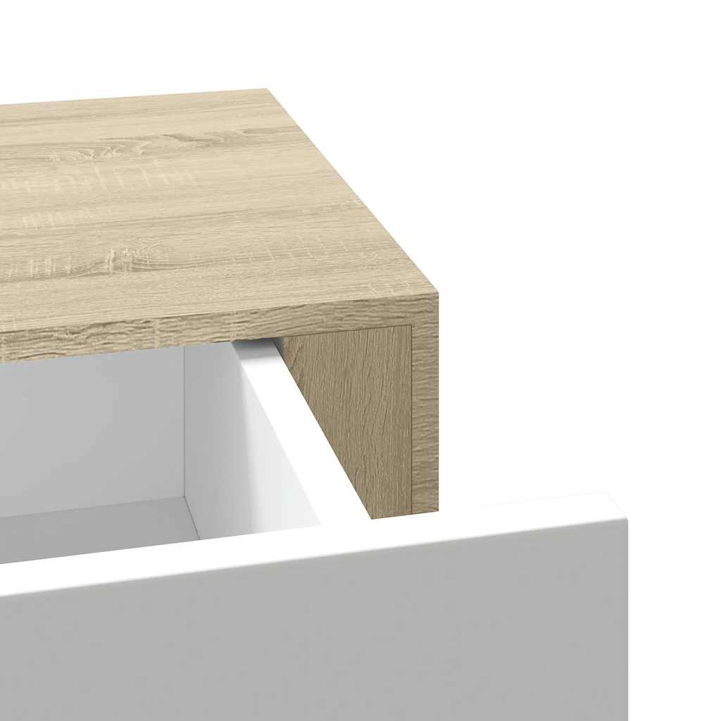 Étagères à tiroir murales 2 pcs Chêne et blanc 60x23,5x10cm MDF - XIOS