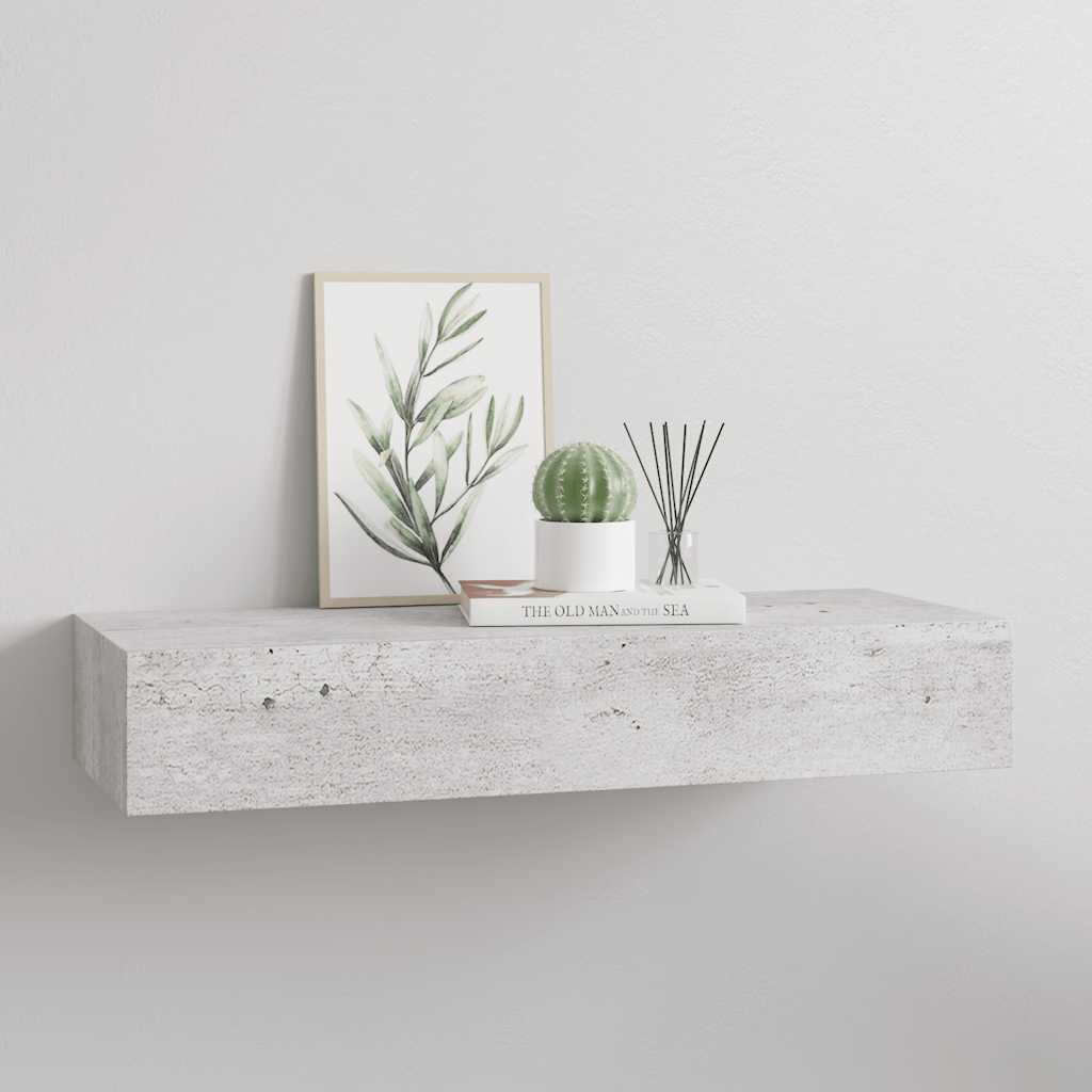 Étagère à tiroir murale Gris béton 60x23,5x10 cm MDF - XIOS