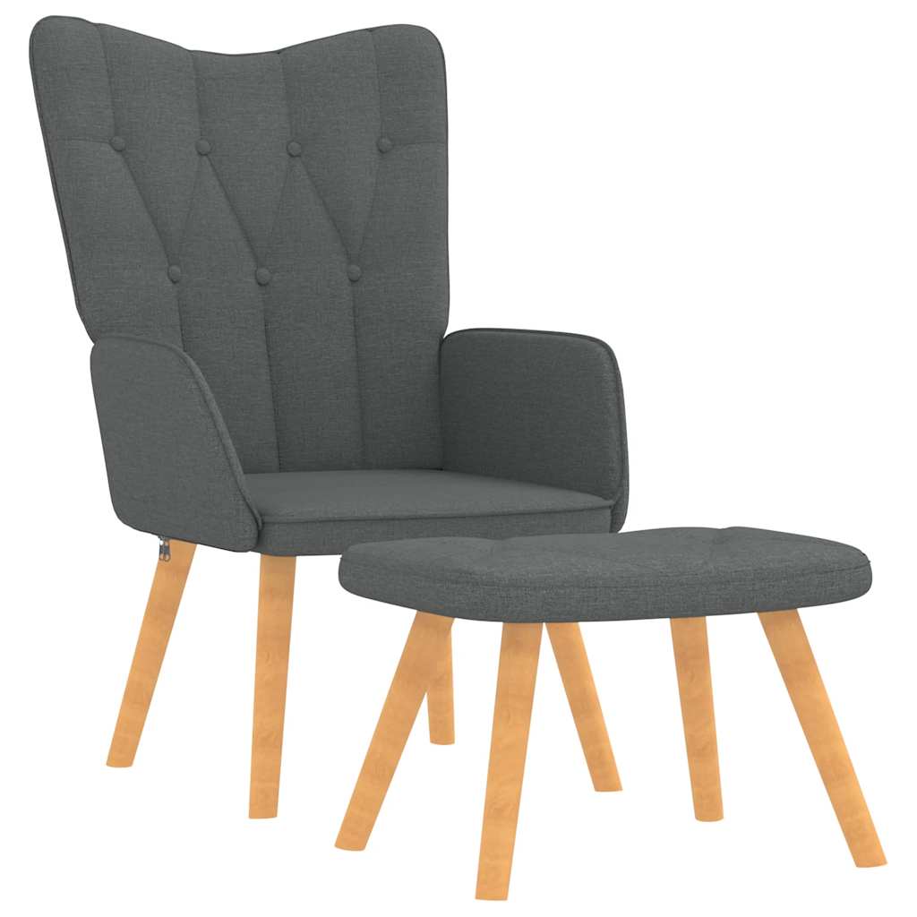 Chaise de relaxation avec tabouret Gris foncé Tissu - XIOS