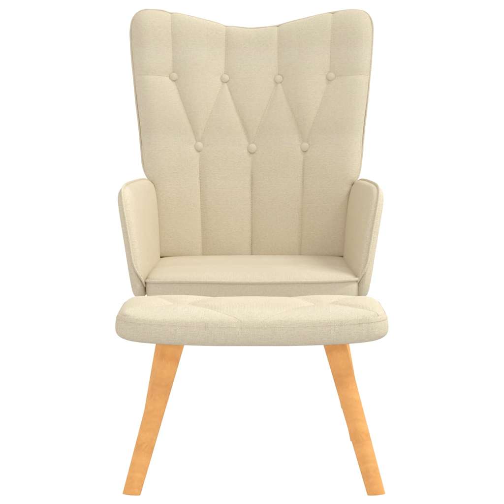 Chaise de relaxation avec tabouret Crème Tissu - XIOS