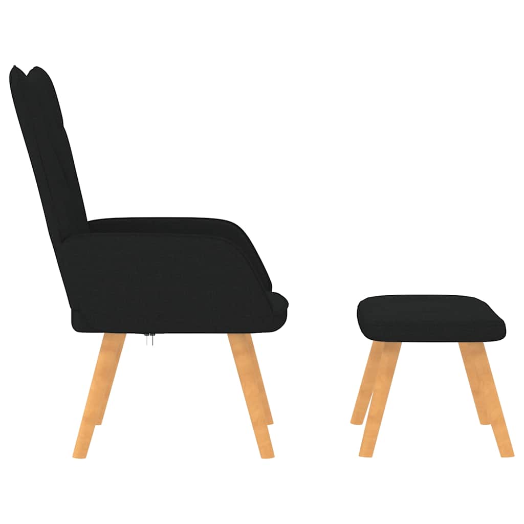 Chaise de relaxation avec tabouret Noir Tissu Fauteuils vidaXL