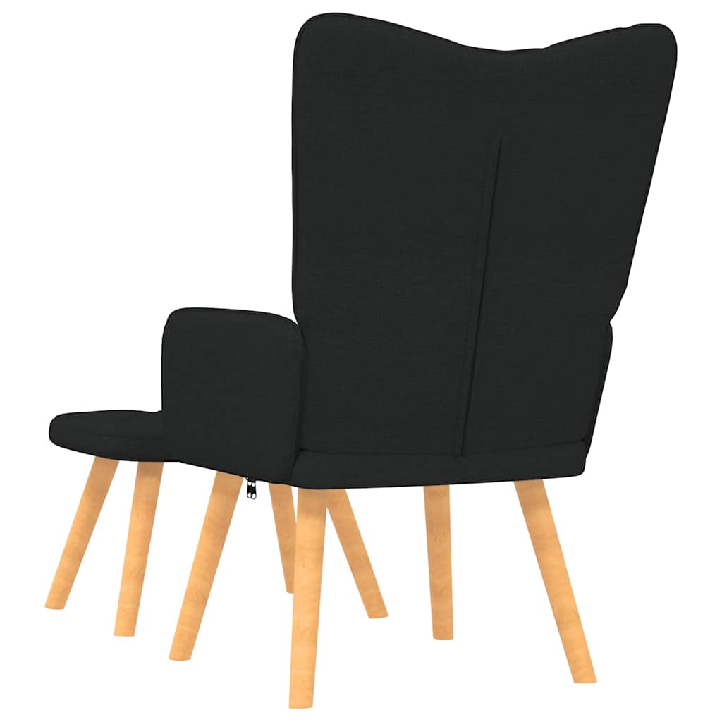 Chaise de relaxation avec tabouret Noir Tissu Fauteuils vidaXL