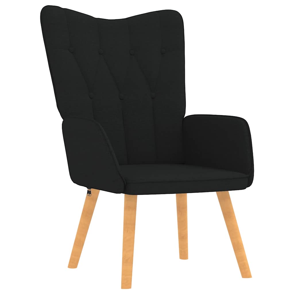 Chaise de relaxation avec tabouret Noir Tissu Fauteuils vidaXL
