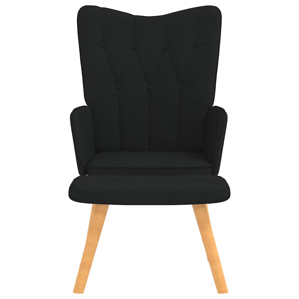 Chaise de relaxation avec tabouret Noir Tissu Fauteuils vidaXL