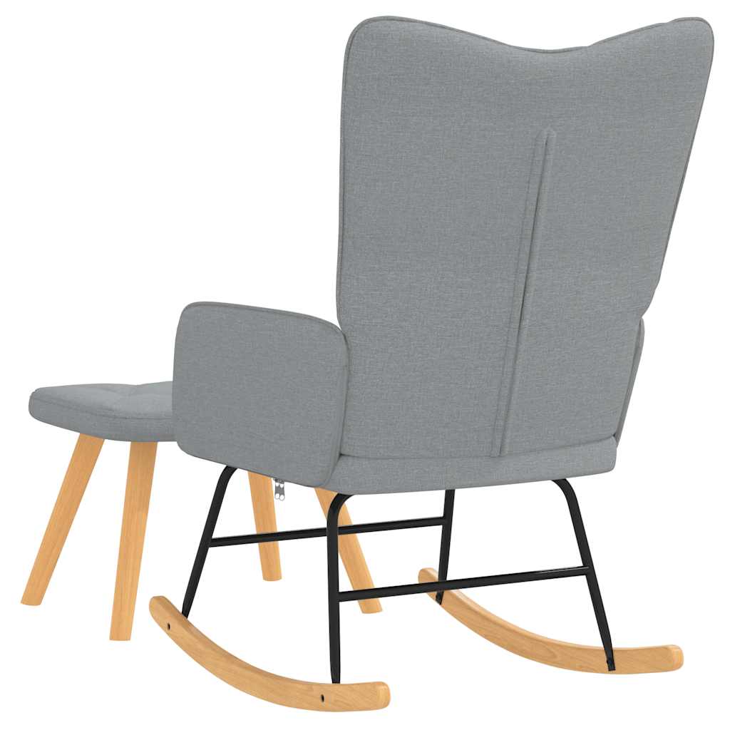 Chaise à bascule avec tabouret Gris clair Tissu - XIOS
