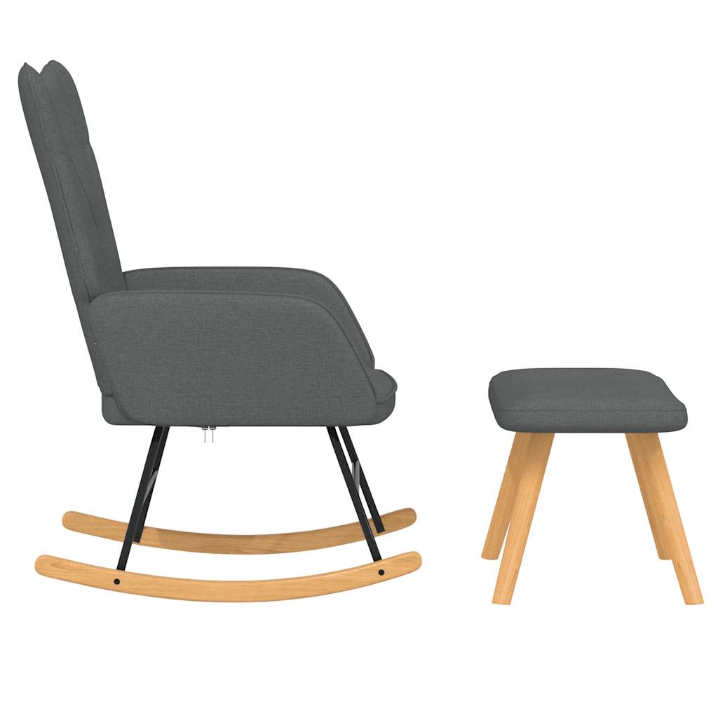 Chaise à bascule avec repose-pied Gris foncé Tissu - XIOS