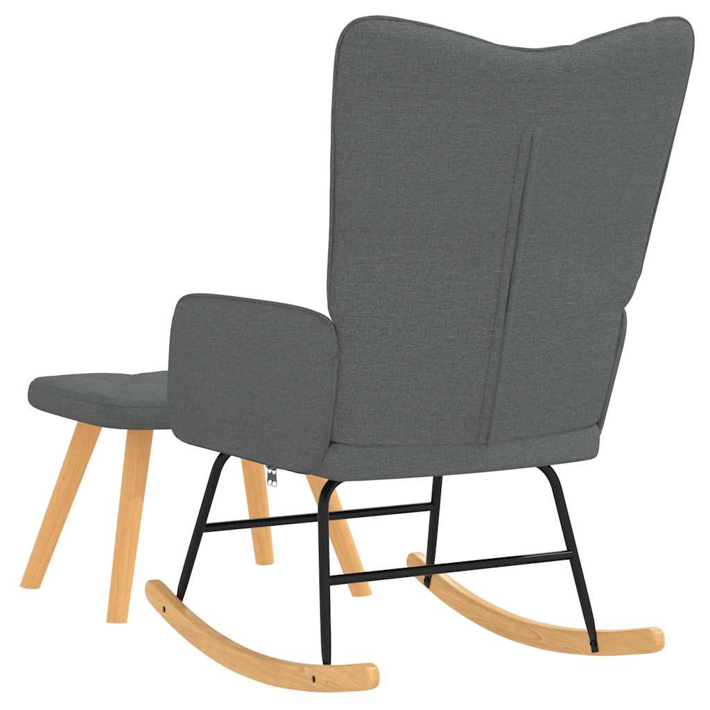 Chaise à bascule avec repose-pied Gris foncé Tissu - XIOS