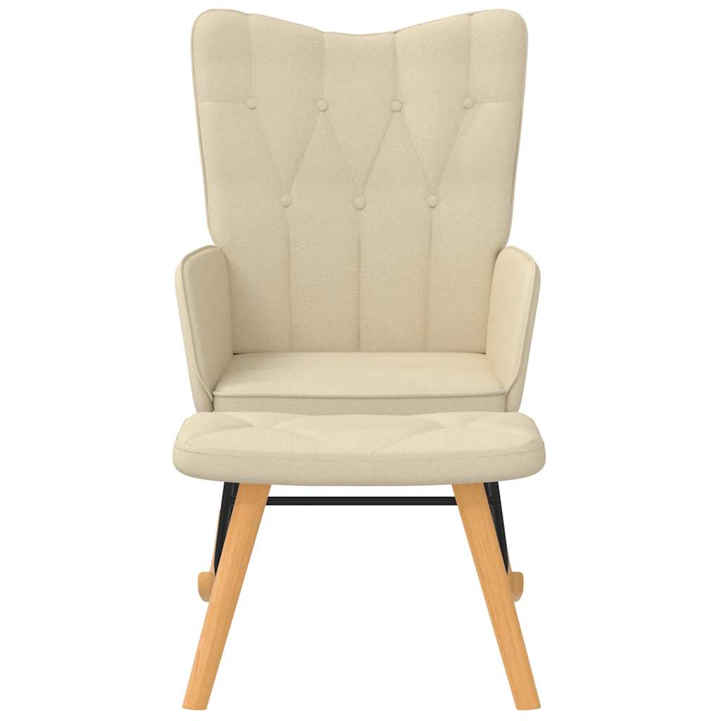 Chaise à bascule avec repose-pied Crème Tissu - XIOS