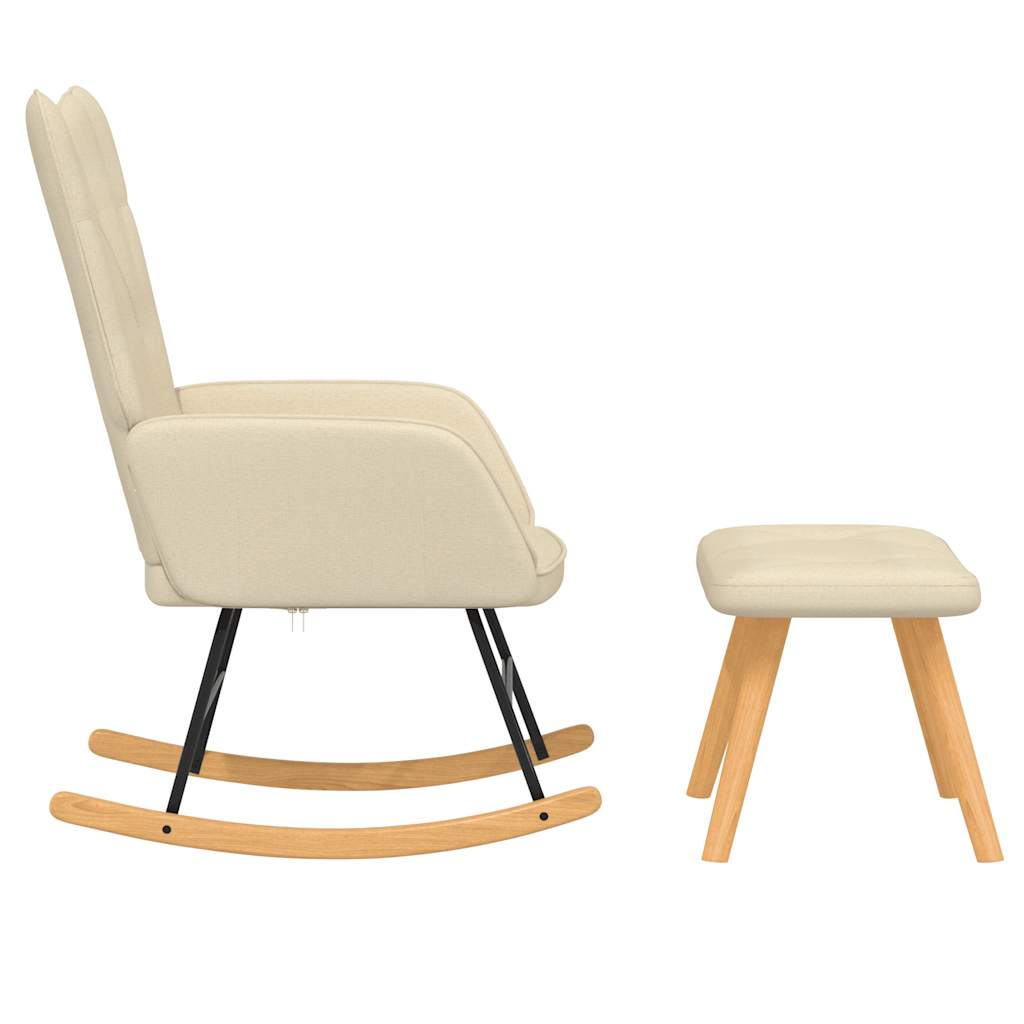 Chaise à bascule avec repose-pied Crème Tissu - XIOS