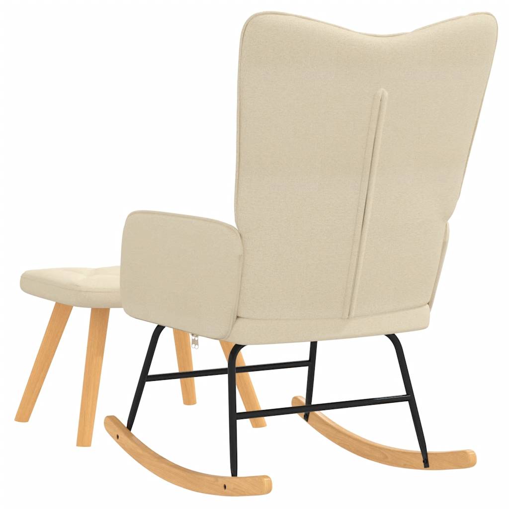 Chaise à bascule avec repose-pied Crème Tissu - XIOS