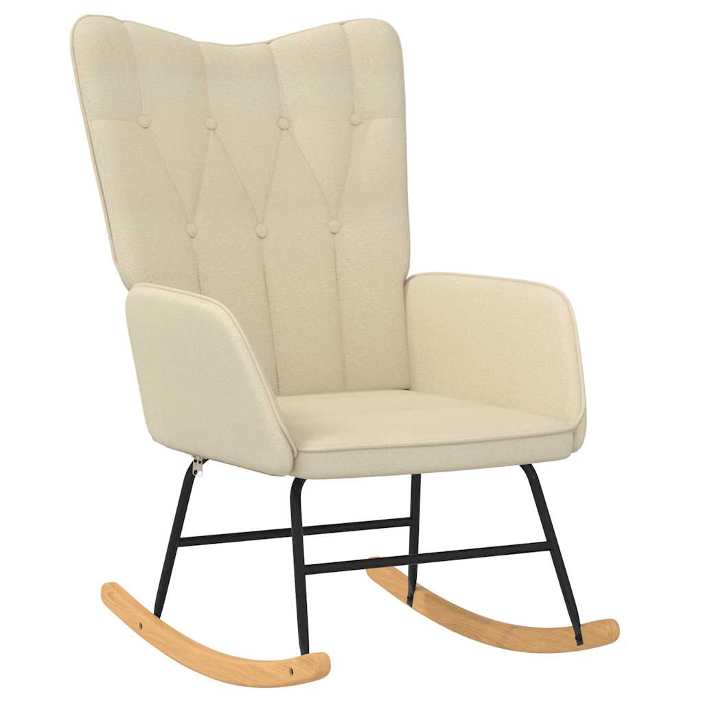 Chaise à bascule avec repose-pied Crème Tissu - XIOS