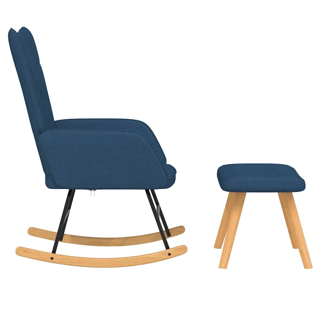 Chaise à bascule avec repose-pied Bleu Tissu - XIOS