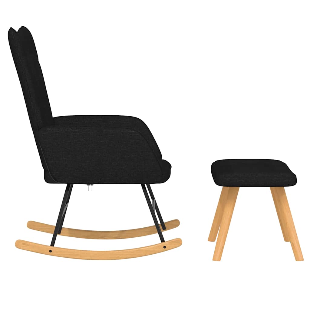 Chaise à bascule avec repose-pied Noir Tissu - XIOS