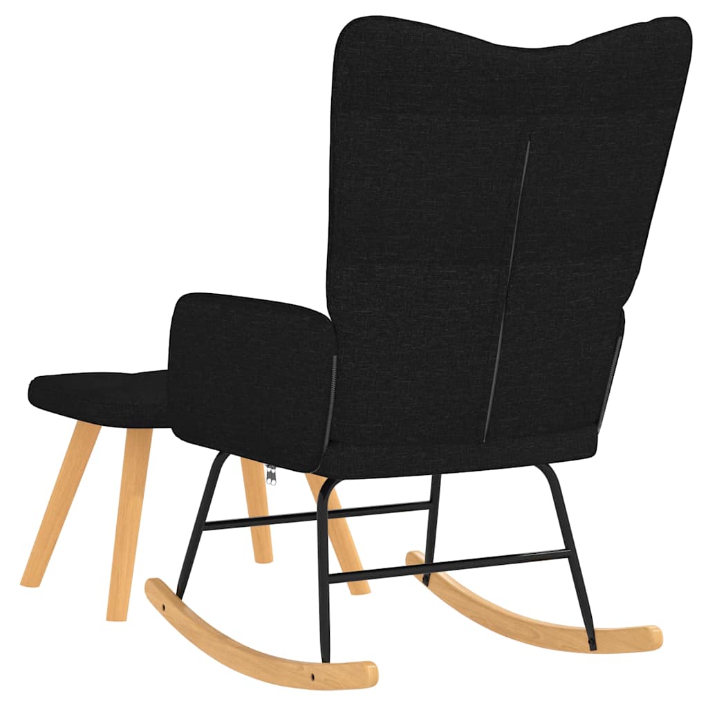 Chaise à bascule avec repose-pied Noir Tissu - XIOS