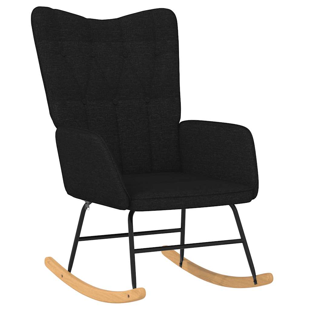 Chaise à bascule avec repose-pied Noir Tissu - XIOS