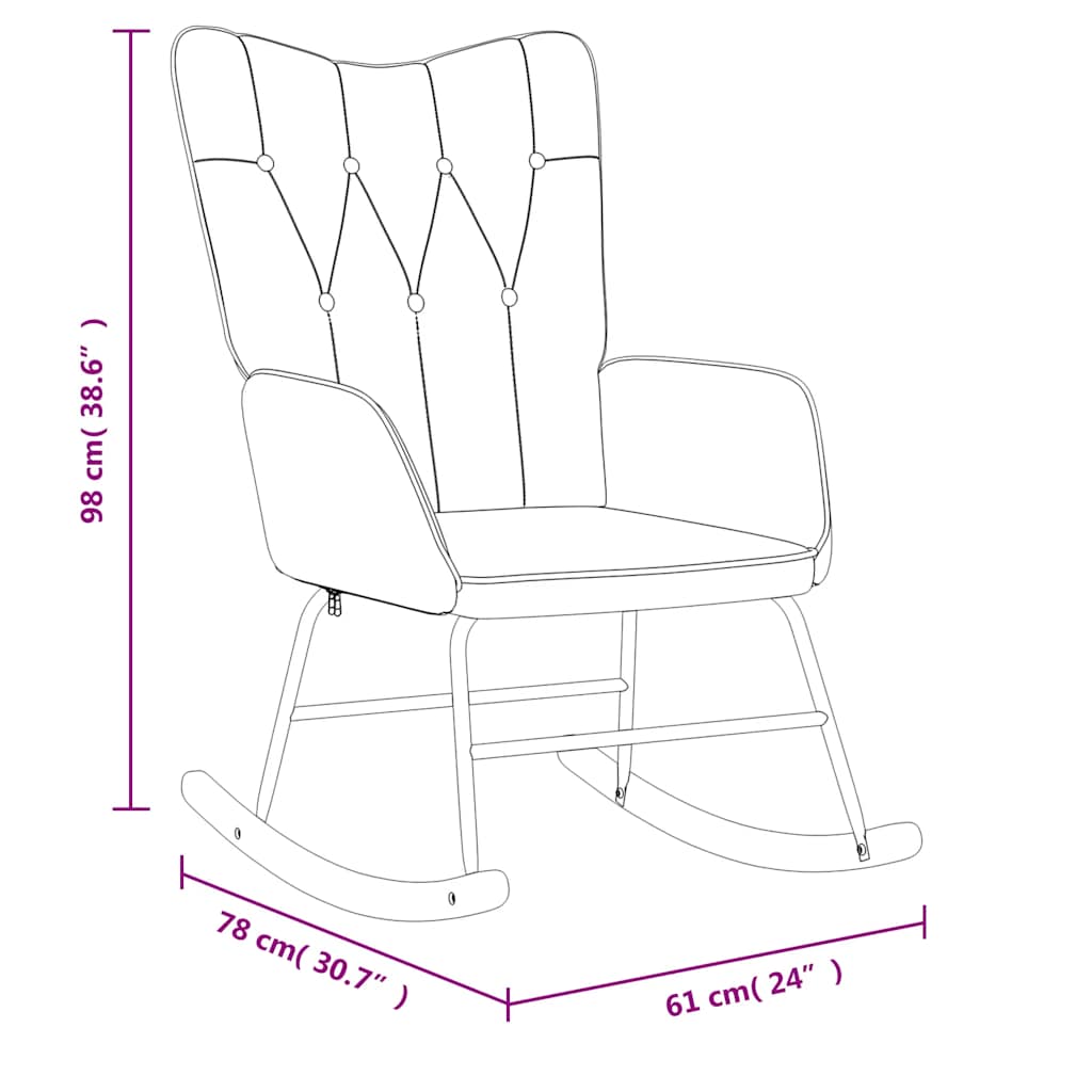 Chaise à bascule avec repose-pied Noir Tissu - XIOS