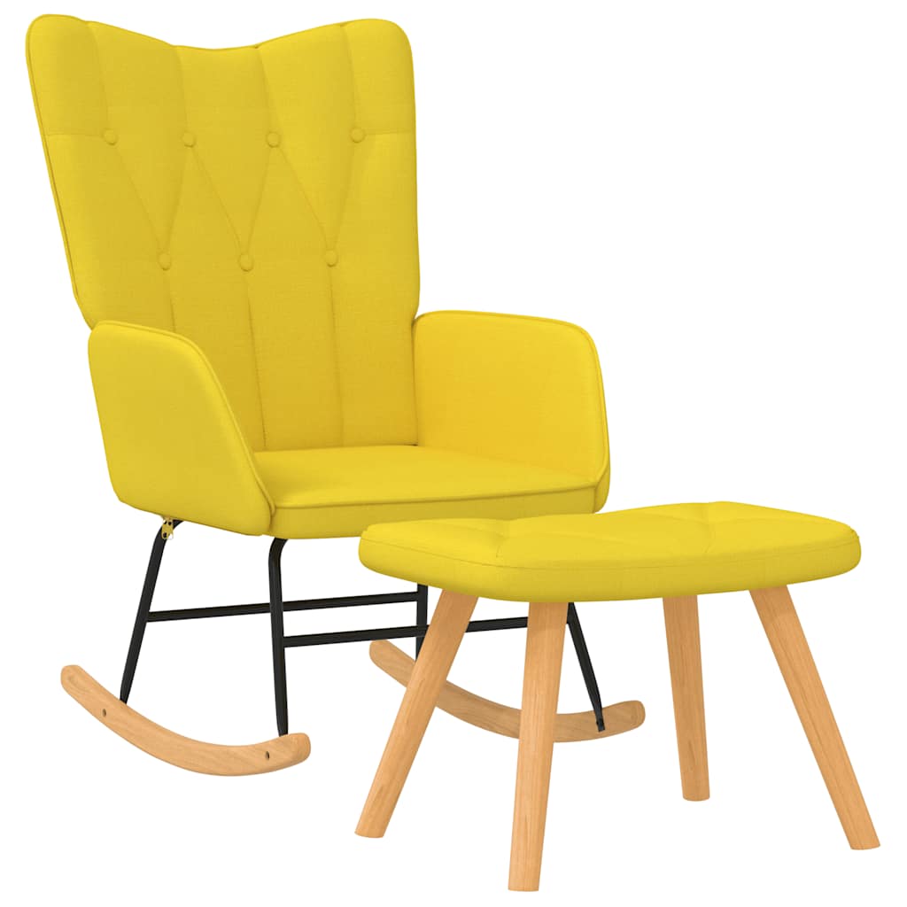 Chaise à bascule avec tabouret Jaune moutarde Tissu Fauteuils à bascule vidaXL