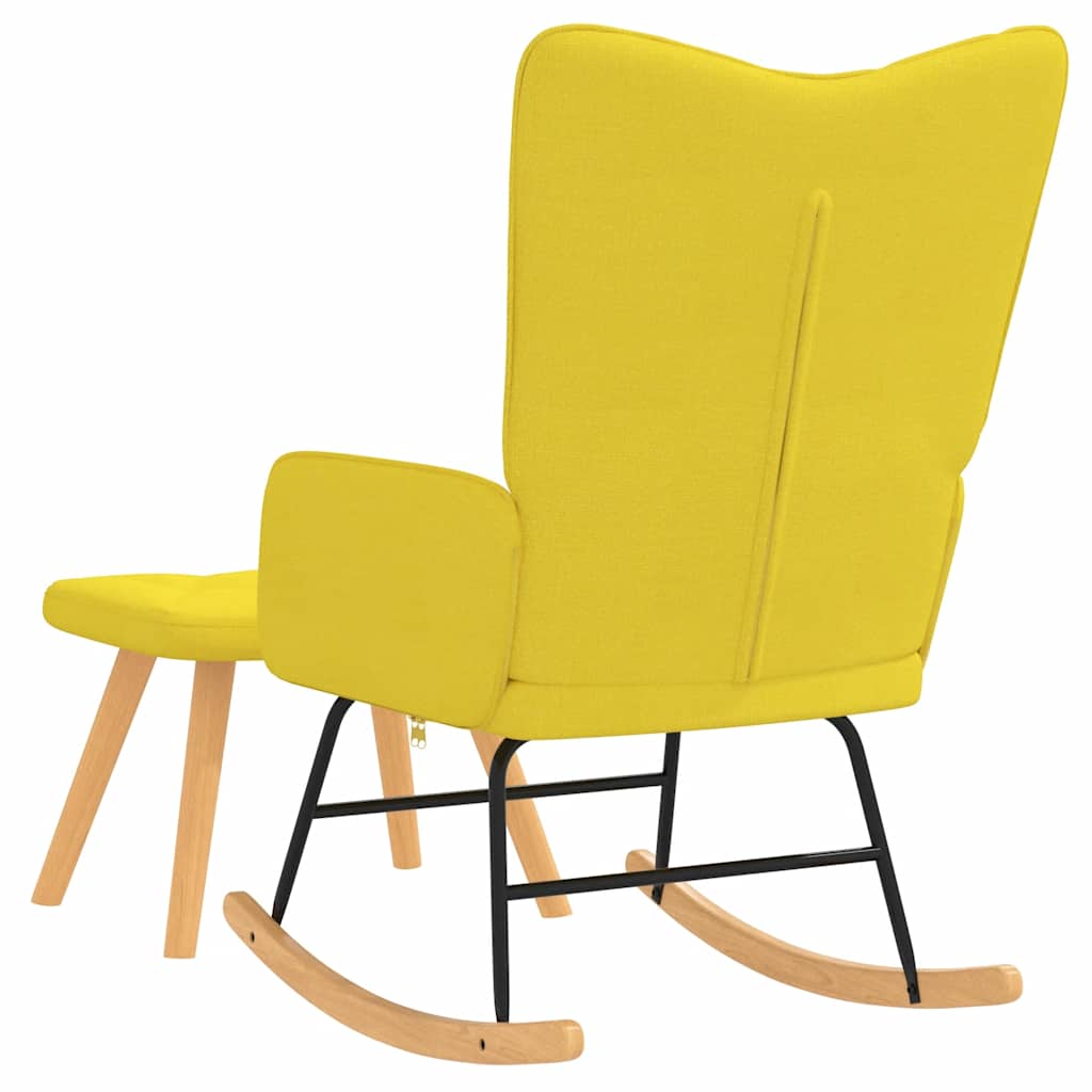 Chaise à bascule avec tabouret Jaune moutarde Tissu Fauteuils à bascule vidaXL