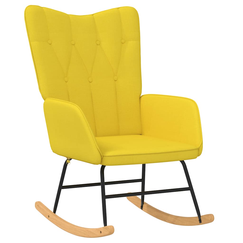 Chaise à bascule avec tabouret Jaune moutarde Tissu Fauteuils à bascule vidaXL