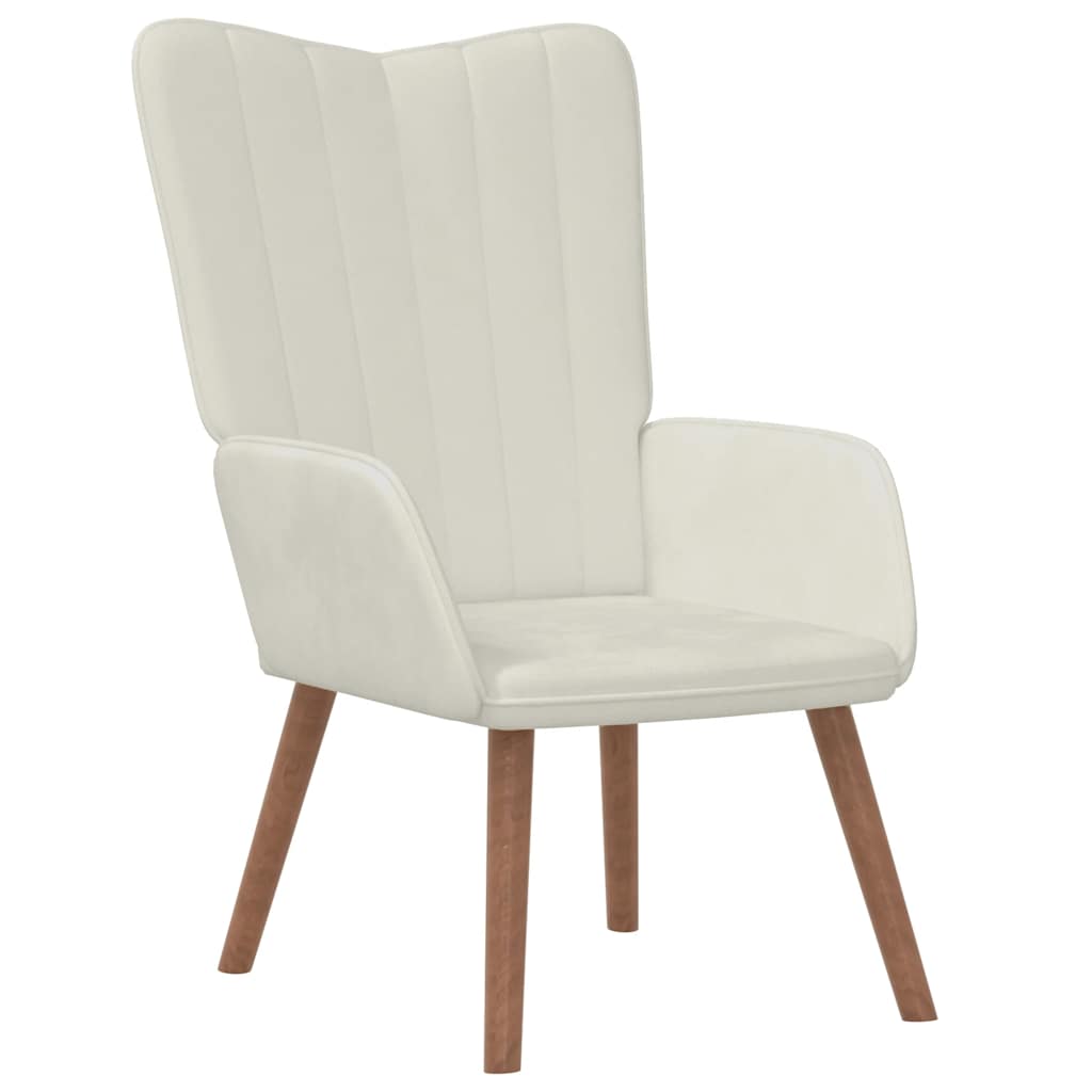 Chaise de relaxation Blanc crème Velours