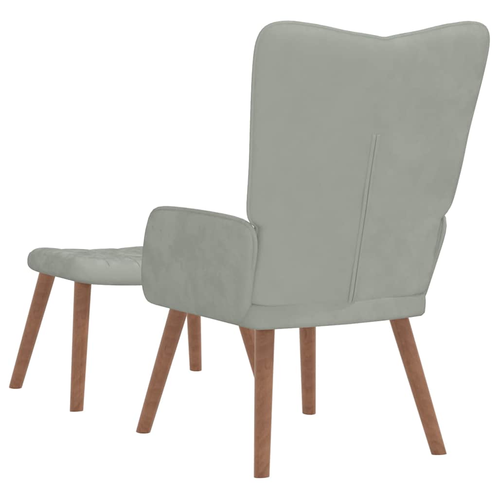Chaise de relaxation avec repose-pied Gris clair Velours - XIOS