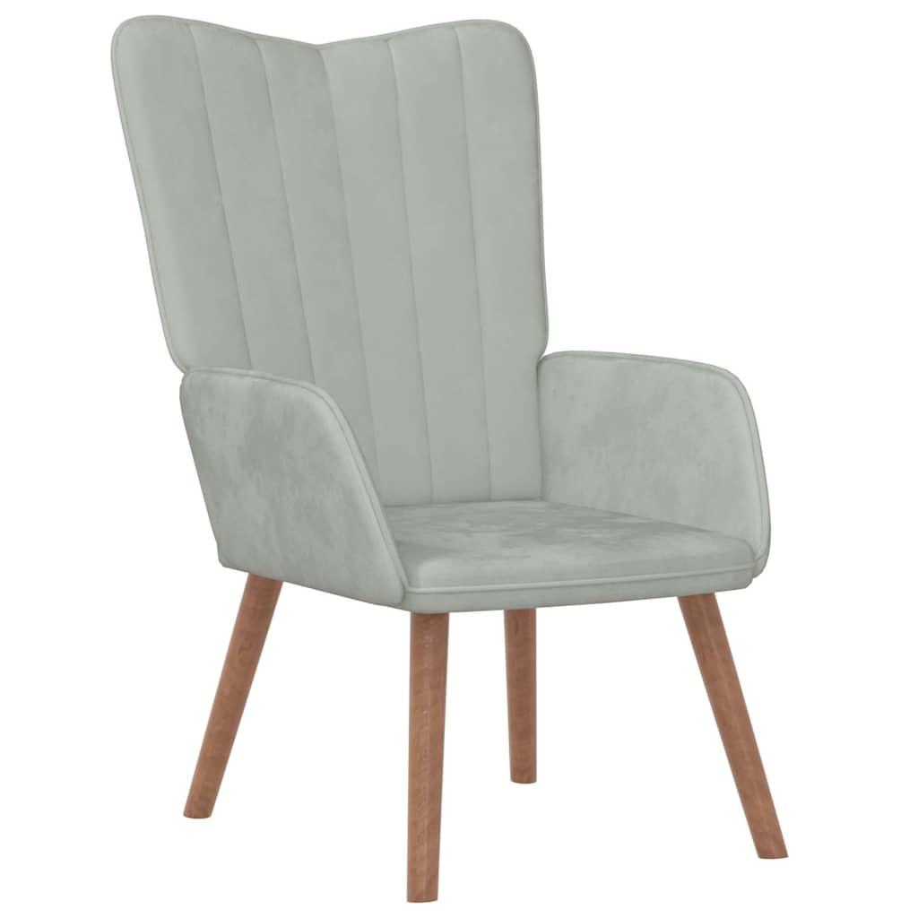 Chaise de relaxation avec repose-pied Gris clair Velours - XIOS
