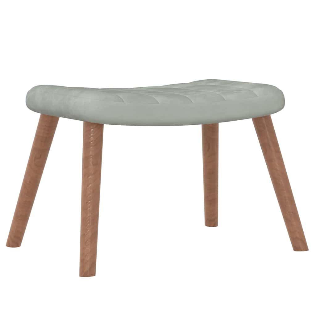 Chaise de relaxation avec repose-pied Gris clair Velours - XIOS