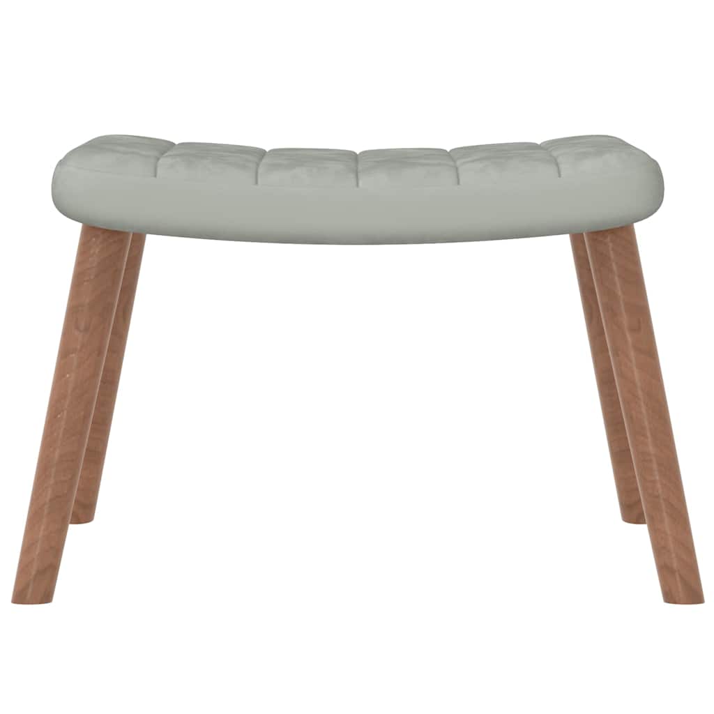 Chaise de relaxation avec repose-pied Gris clair Velours - XIOS