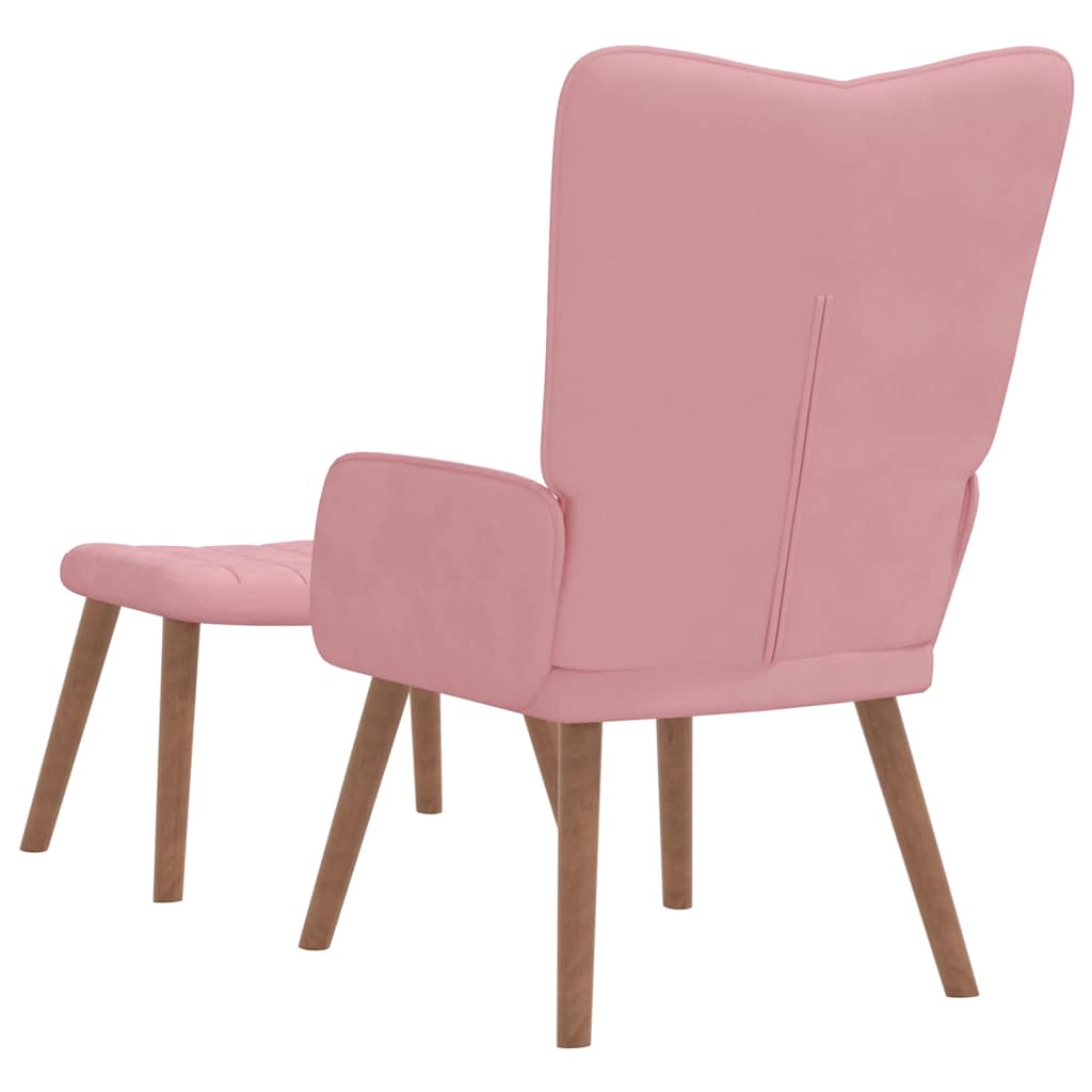 Chaise de relaxation avec repose-pied Rose Velours - XIOS