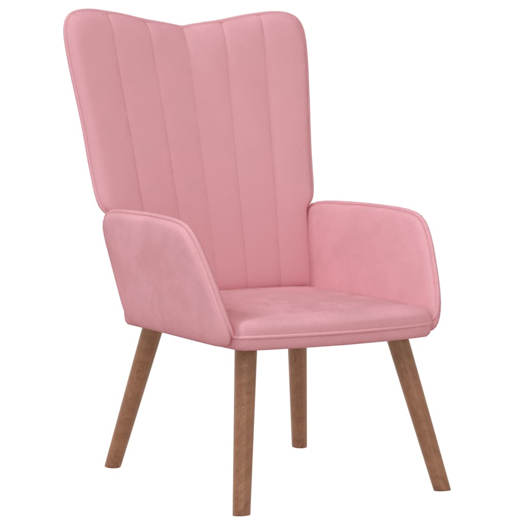 Chaise de relaxation avec repose-pied Rose Velours - XIOS