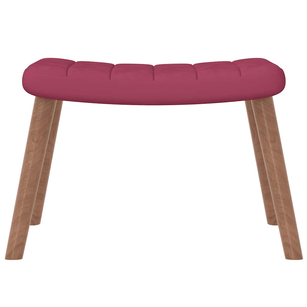 Chaise de relaxation avec repose-pied Rouge bordeaux Velours - XIOS