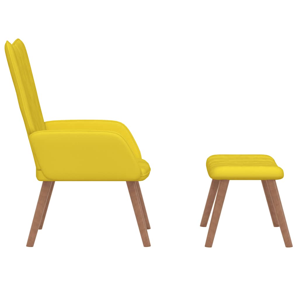 Chaise de relaxation avec repose-pied Jaune moutarde Velours - XIOS