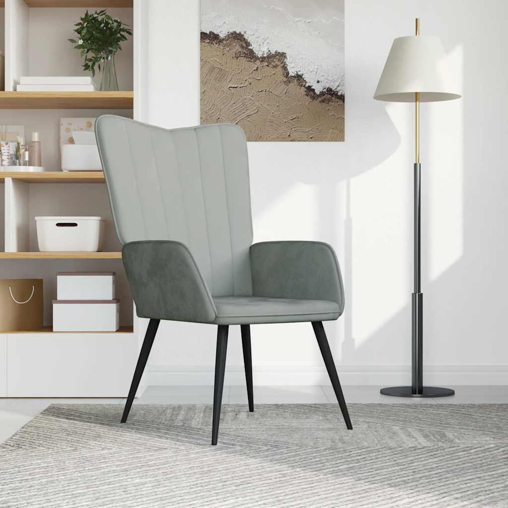 Chaise de relaxation Gris clair Velours - XIOS