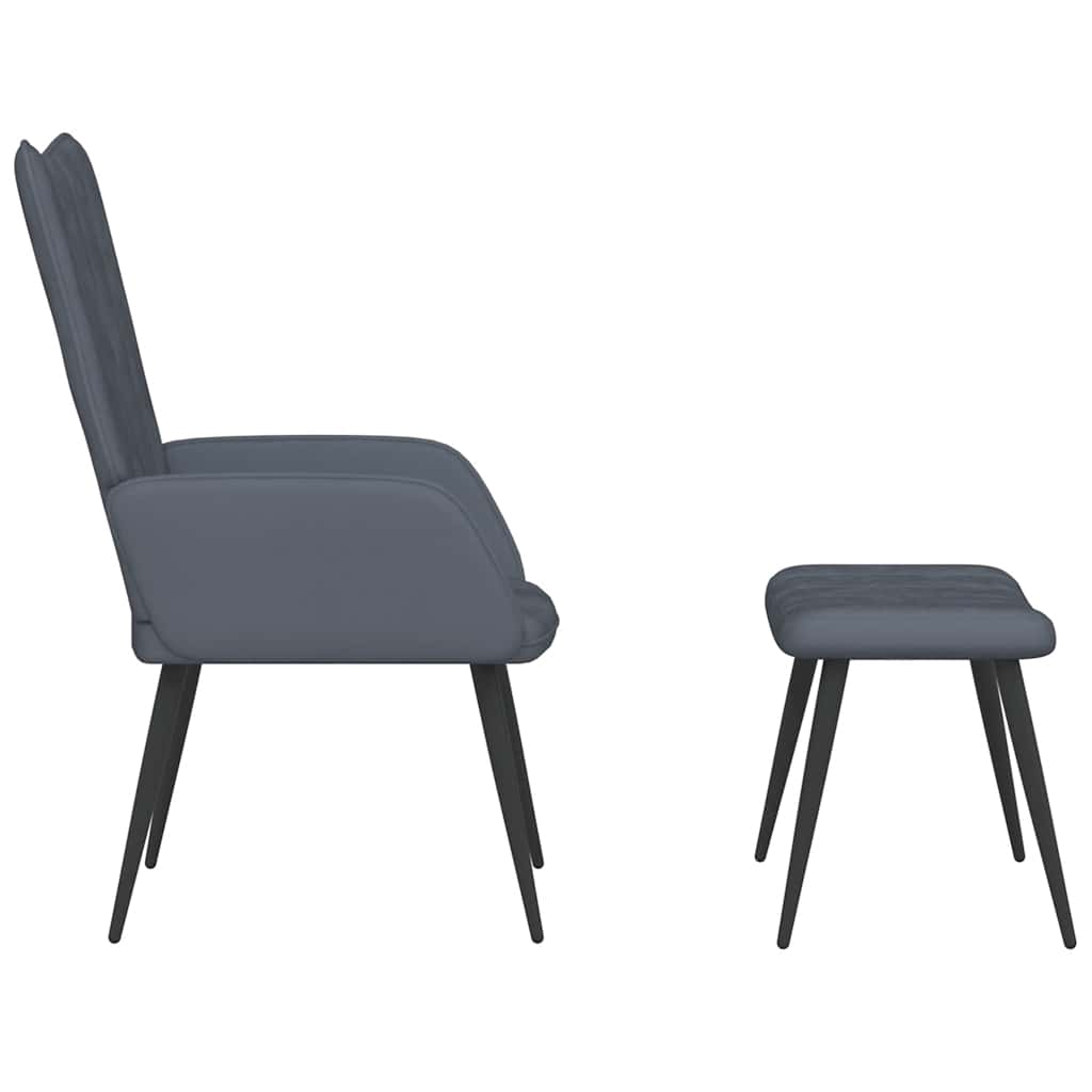 Chaise de relaxation avec repose-pied Gris foncé Velours - XIOS