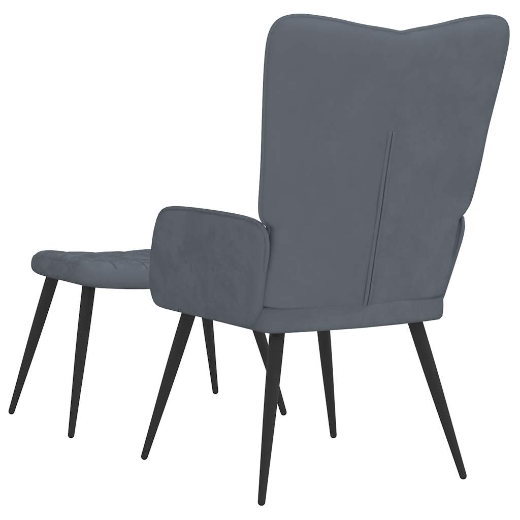 Chaise de relaxation avec repose-pied Gris foncé Velours - XIOS