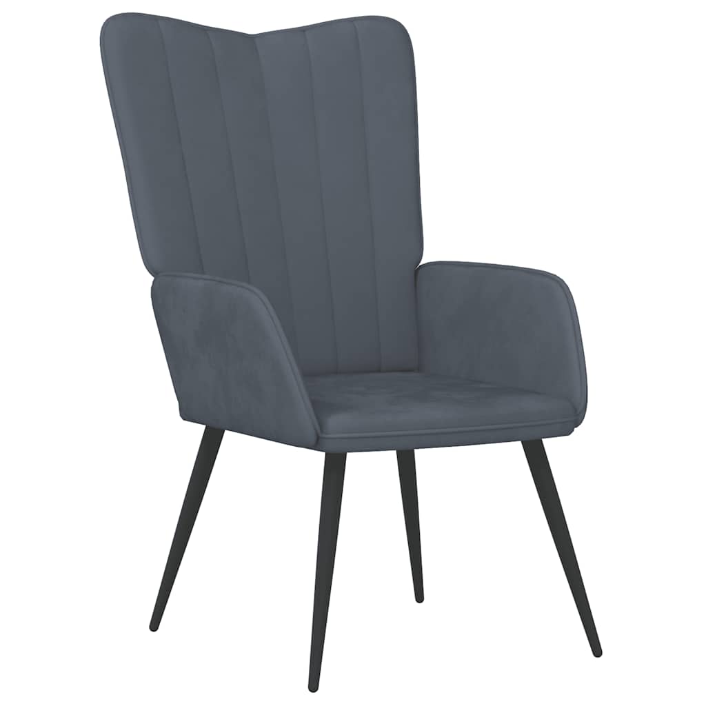 Chaise de relaxation avec repose-pied Gris foncé Velours - XIOS