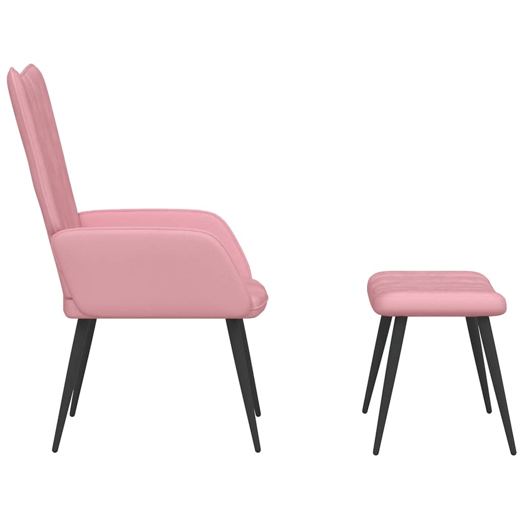 Chaise de relaxation avec tabouret Rose Velours - XIOS