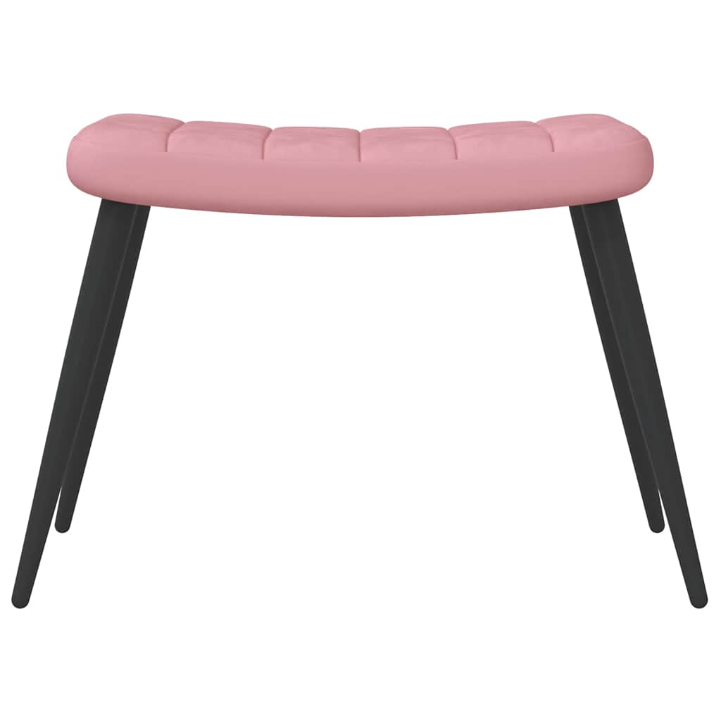 Chaise de relaxation avec tabouret Rose Velours - XIOS