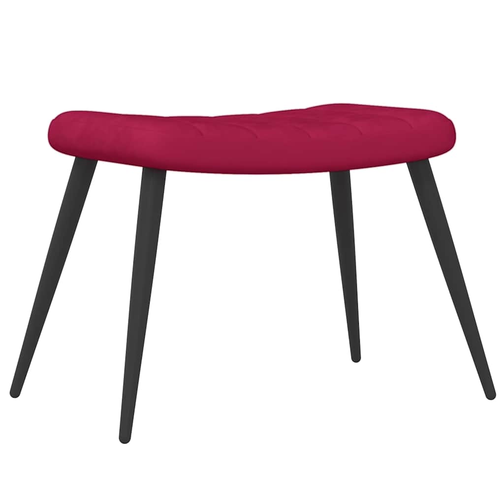 Chaise de relaxation avec tabouret Rouge bordeaux Velours - XIOS