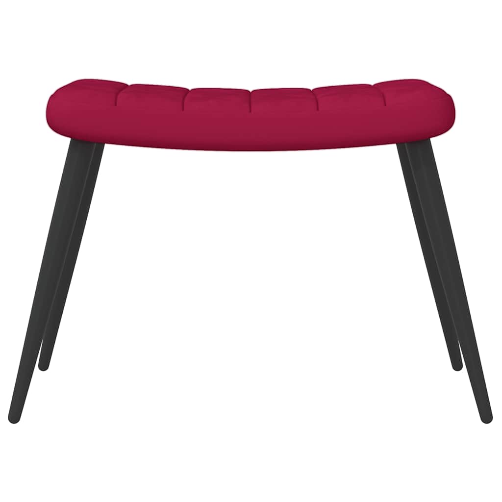Chaise de relaxation avec tabouret Rouge bordeaux Velours - XIOS