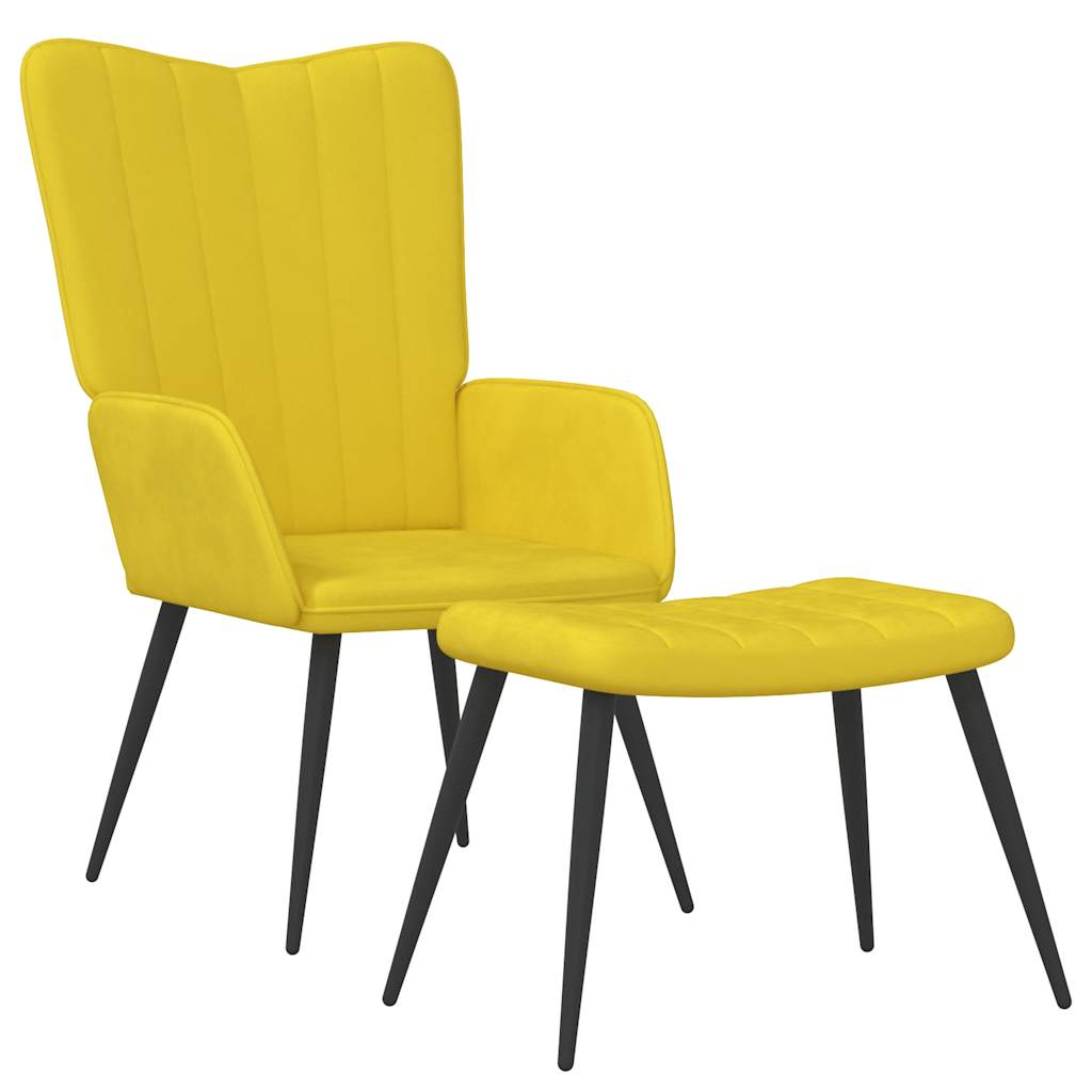 Chaise de relaxation avec tabouret Jaune moutarde Velours - XIOS
