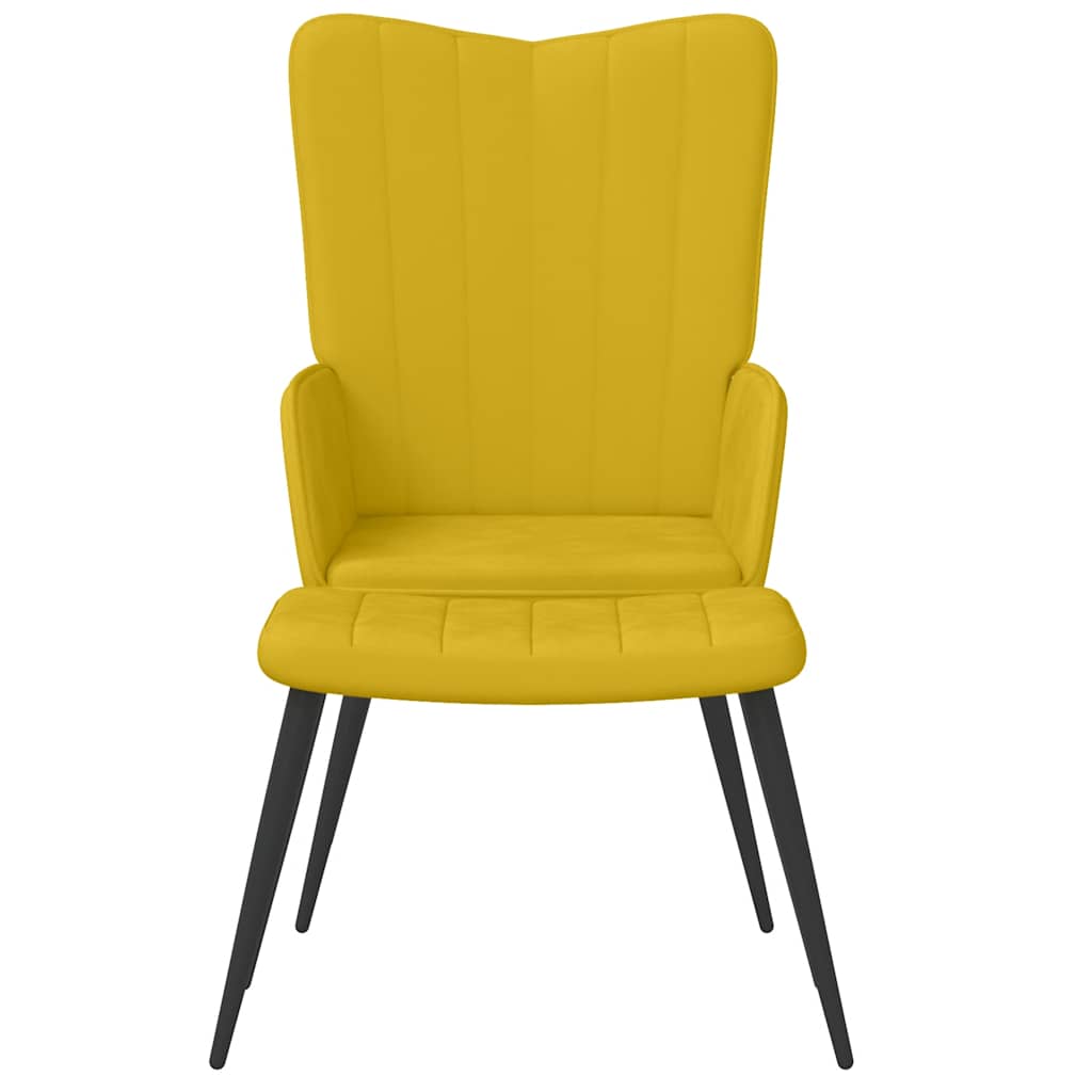 Chaise de relaxation avec tabouret Jaune moutarde Velours - XIOS