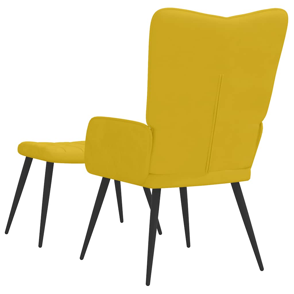 Chaise de relaxation avec tabouret Jaune moutarde Velours - XIOS