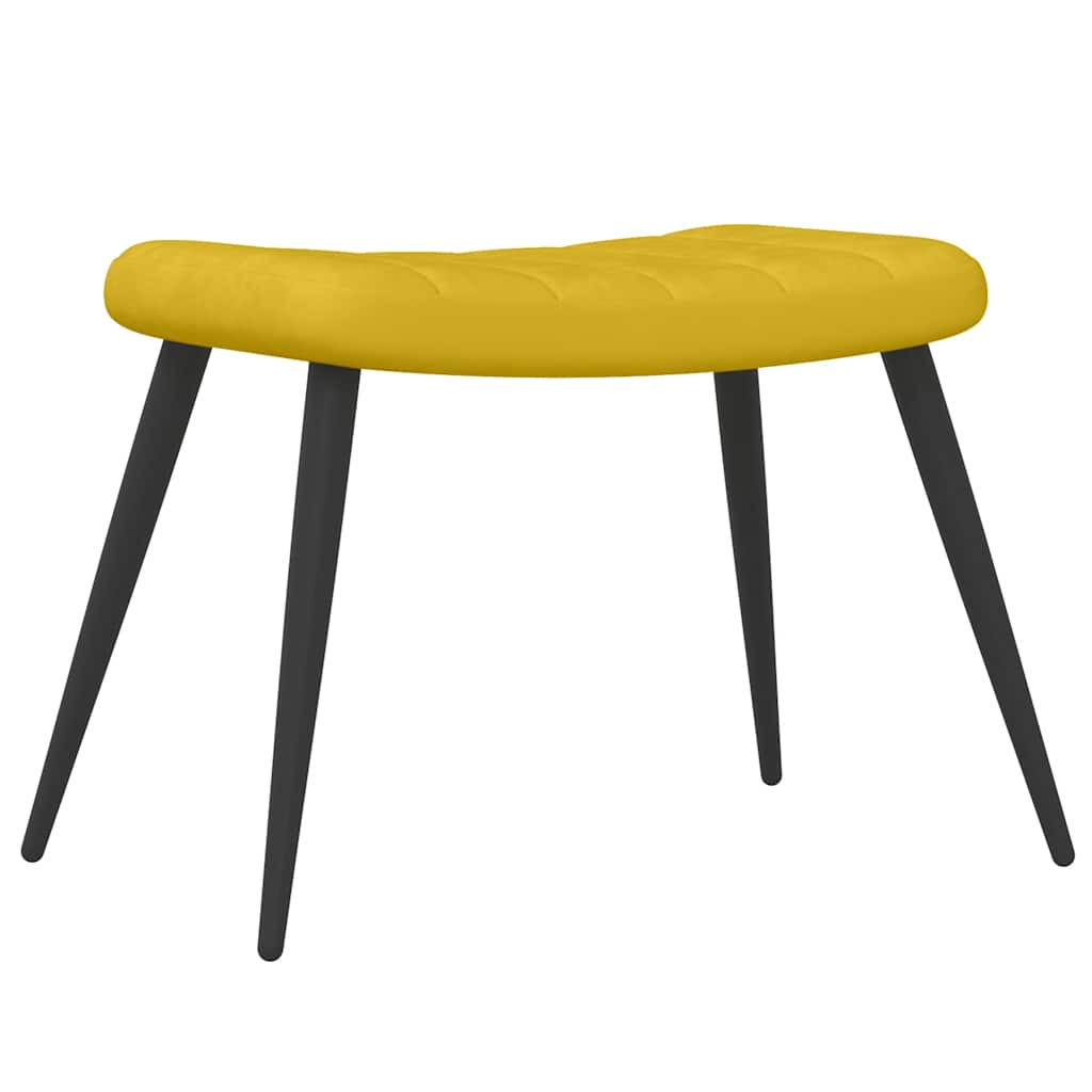 Chaise de relaxation avec tabouret Jaune moutarde Velours - XIOS