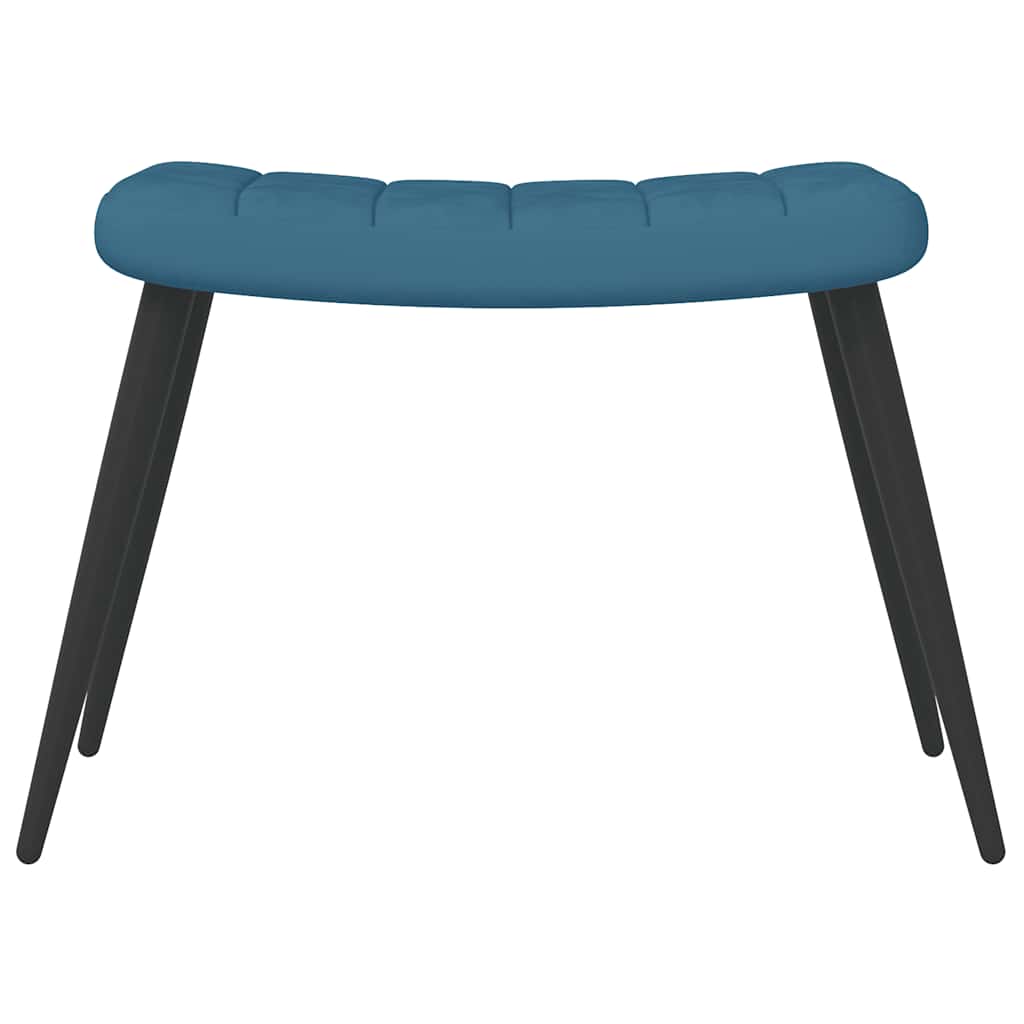 Chaise de relaxation avec tabouret Bleu Velours - XIOS