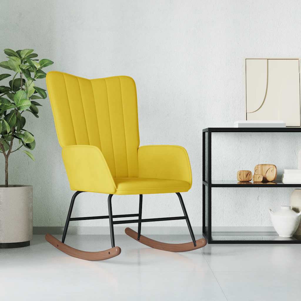Chaise à bascule Jaune moutarde Velours - XIOS