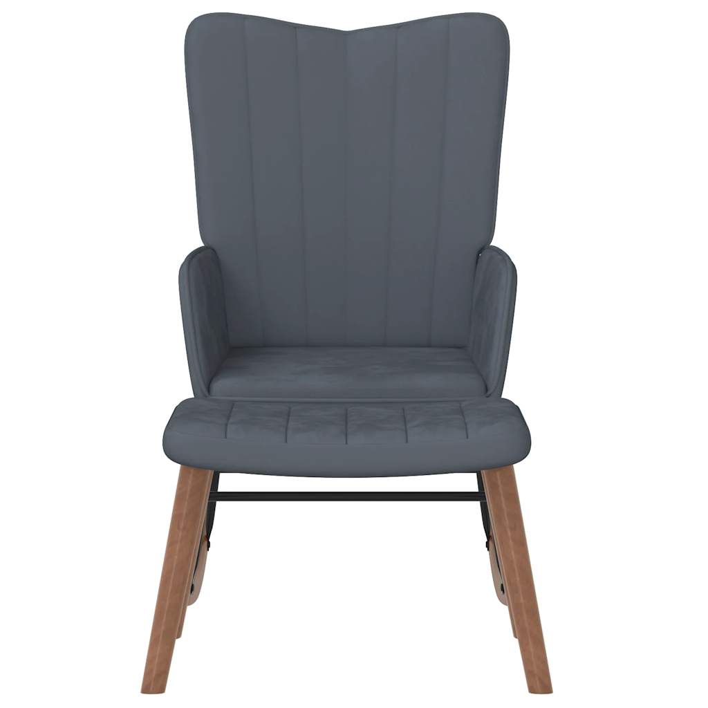 Chaise à bascule avec repose-pied Gris foncé Velours - XIOS
